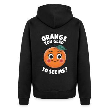 Lustiges Orangenfrucht Geschenk - Unisex Premium Bio Zip Hoodie - Schwarz - Hinten - Nico (187cm)