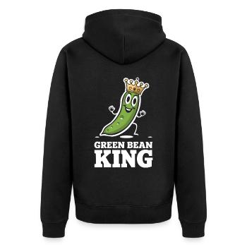 Grüne Bohnen - Unisex Premium Bio Zip Hoodie - Schwarz - Hinten - Nico (187cm)