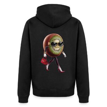 Kiwi - Unisex Premium Bio Zip Hoodie - Schwarz - Hinten - Nico (187cm)