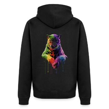 Schwarzer Panther Großkatze - Unisex Premium Bio Zip Hoodie - Schwarz - Hinten - Nico (187cm)