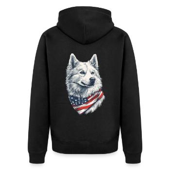 Samojede - Unisex Premium Bio Zip Hoodie - Schwarz - Hinten - Nico (187cm)