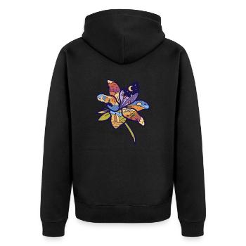 Blume - Unisex Premium Bio Zip Hoodie - Schwarz - Hinten - Nico (187cm)