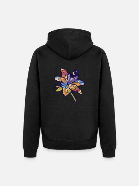 Blume - Unisex Premium Bio Zip Hoodie - Schwarz