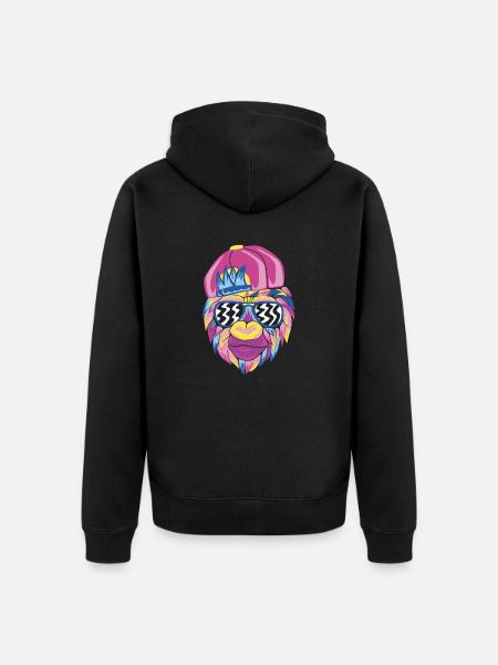 Monkey - Unisex Premium Bio Zip Hoodie - Schwarz