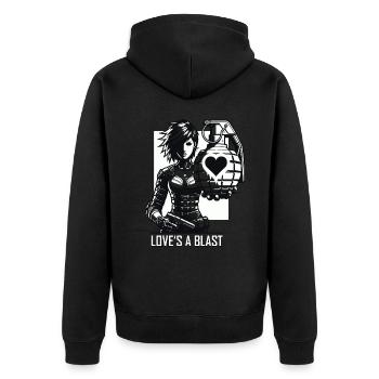 Heart Grenade Cyberlove - Unisex Premium Organic Zip Hoodie - black - Back - Nico (187cm)