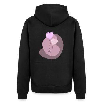 Love Schriftzug 2 Luftballons Herzballons Spruch - Unisex Premium Bio Zip Hoodie - Schwarz - Hinten - Nico (187cm)