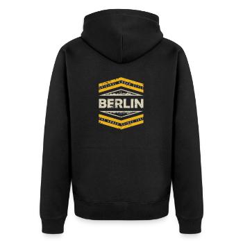 Berlin Berlin Urban City Style Lettrage Design - Veste à capuche bio Premium Unisexe - noir - Dos - Nico (187cm)