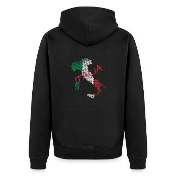 Italia Italy Italien - Unisex Premium Bio Zip Hoodie - Schwarz - Hinten - Nico (187cm)