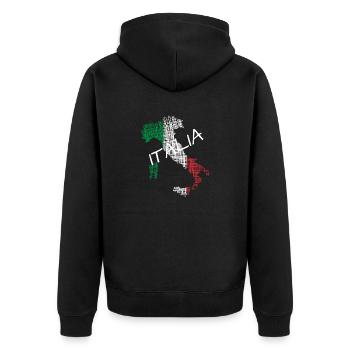 Italia italia - Unisex Premium Bio Zip Hoodie - Schwarz - Hinten - Nico (187cm)
