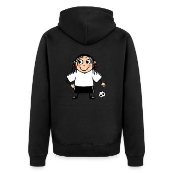 Frauenfußball Damenmannschaft neutral weiß - Unisex Premium Bio Zip Hoodie - Schwarz - Hinten - Nico (187cm)