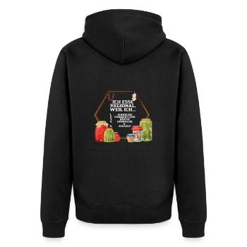 Einkochen Haltbar machen Fermentieren Einmachen - Unisex Premium Bio Zip Hoodie - Schwarz - Hinten - Nico (187cm)