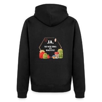 Einkochen Haltbar machen Fermentieren Einmachen - Unisex Premium Bio Zip Hoodie - Schwarz - Hinten - Nico (187cm)