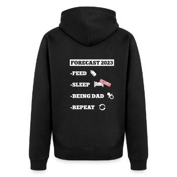 Dad 2023 New Daddy Papa werden Vater to be Baby 23 - Unisex Premium Bio Zip Hoodie - Schwarz - Hinten - Nico (187cm)