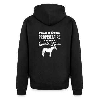 Cheval quarter Horse - Veste à capuche bio Premium Unisexe - noir - Dos - Nico (187cm)