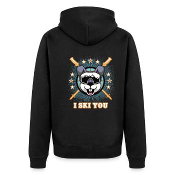 Ski Alpin Skifahren Skifahrer Skisport Skier Schi - Unisex Premium Bio Zip Hoodie - Schwarz - Hinten - Nico (187cm)