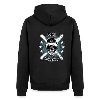 Ski Leidenschaft Liebe Skifan Skifahrer Skifahren - Unisex Premium Bio Zip Hoodie - Schwarz - Hinten - Nico (187cm)