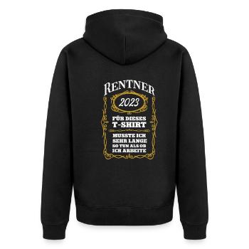 Ruhestand 2023 Rentner Renteneintritt Rente in 23 - Unisex Premium Bio Zip Hoodie - Schwarz - Hinten - Nico (187cm)