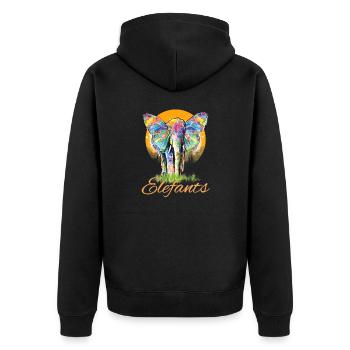 Elefant - Safari Tshirt - Unisex Premium Bio Zip Hoodie - Schwarz - Hinten - Nico (187cm)