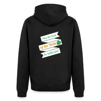 Fête de la Saint-Patrick Dire le bonheur Clover Cadeau - Veste à capuche bio Premium Unisexe - noir - Dos - Nico (187cm)