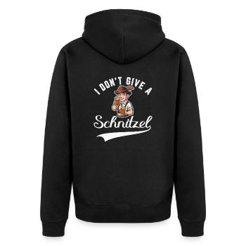 I don't give a Schnitzel - Unisex Premium Organic Zip Hoodie - black - Back - Nico (187cm)