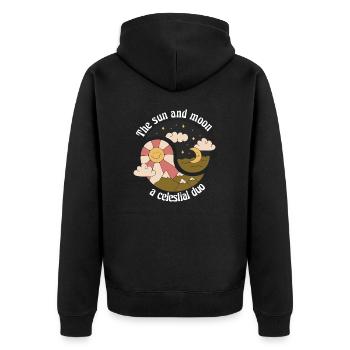 The Sun And Moon A Celestial Duo Nature Designs - Unisex Premium Organic Zip Hoodie - black - Back - Nico (187cm)