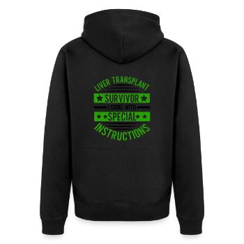 Lebertransplantation Leber-OP Organspender - Unisex Premium Bio Zip Hoodie - Schwarz - Hinten - Nico (187cm)