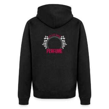 Rennstrecke Rennen Autorennen Autosport - Unisex Premium Bio Zip Hoodie - Schwarz - Hinten - Nico (187cm)