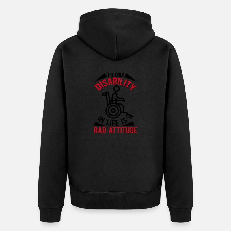 Rollstuhl Rollstuhlfahrer Beinamputation - Unisex Premium Bio Zip Hoodie - Schwarz