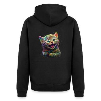 Mignon bébé chat, chaton, animaux drôles, animal de compagnie - Veste à capuche bio Premium Unisexe - noir - Dos - Nico (187cm)