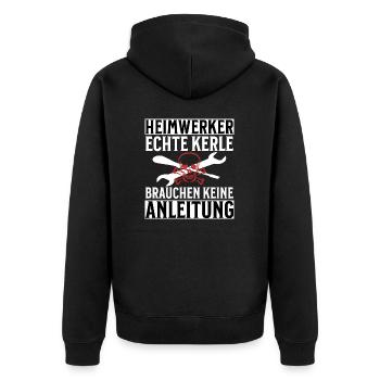 Heimwerker Brauchen keine Anleitung - Unisex Premium Bio Zip Hoodie - Schwarz - Hinten - Nico (187cm)