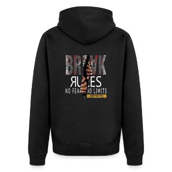Break Rules - Regeln Brechen - Unisex Premium Organic Zip Hoodie - black - Back - Nico (187cm)