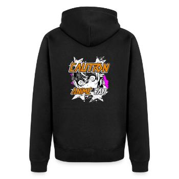 Japanese Anime Manga Girl Streetwear - Unisex Premium Organic Zip Hoodie - black - Back - Nico (187cm)