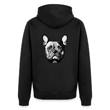 Illustration de portrait de bouledogue français - Veste à capuche bio Premium Unisexe - noir - Dos - Nico (187cm)