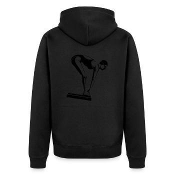 Triathlon Swim Bike Run Marathon - Unisex Premium Bio Zip Hoodie - Schwarz - Hinten - Nico (187cm)