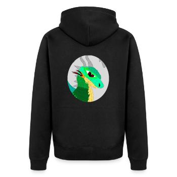 Maxkes BarneyDragoni - Unisex Premium Bio Zip Hoodie - Schwarz - Hinten - Nico (187cm)