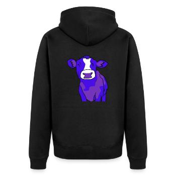 Colourful Cow „Liesl“ - Unisex Premium Bio Zip Hoodie - Schwarz - Hinten - Nico (187cm)