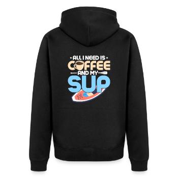 All I Need Is Coffee And My SUP Stand Up Paddle Bo - Unisex Premium Bio Zip Hoodie - Schwarz - Hinten - Nico (187cm)