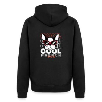 Cool French dog - Unisex Premium Organic Zip Hoodie - black - Back - Nico (187cm)