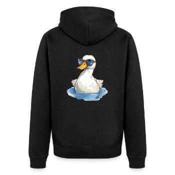 Süße Ente Küken im Sommer mit Sonnenbrille - Unisex Premium Bio Zip Hoodie - Schwarz - Hinten - Nico (187cm)