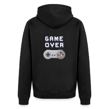 Game Over manette retro gaming - Veste à capuche bio Premium Unisexe - noir - Dos - Nico (187cm)