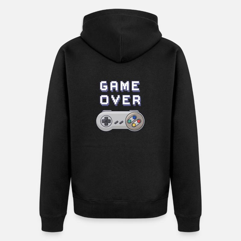 Game Over Retro-Gaming-Controller - Unisex Premium Bio Zip Hoodie - Schwarz