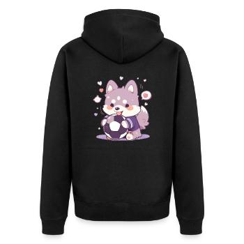 Cute Soccer Dog - Funny Dog Soccer Design - Unisex Premium Organic Zip Hoodie - black - Back - Nico (187cm)