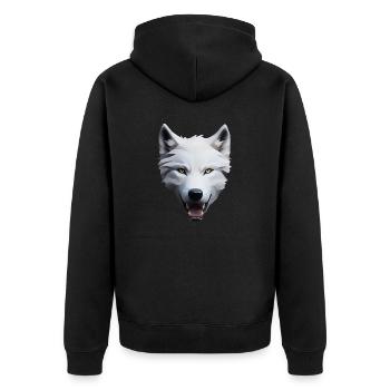 Wolf - Unisex Premium Bio Zip Hoodie - Schwarz - Hinten - Nico (187cm)