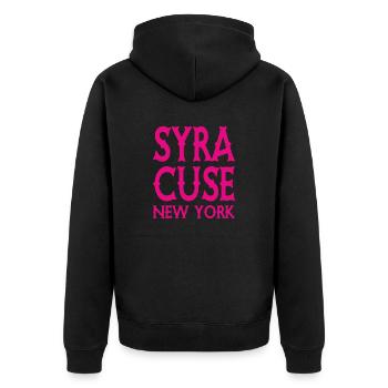 Syracuse - New York - États-Unis USA - Veste à capuche bio Premium Unisexe - noir - Dos - Nico (187cm)