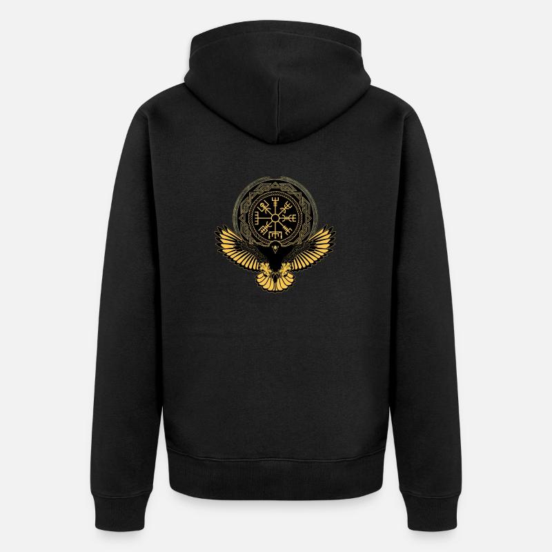 Aigle avec symbole Vegvisir - Veste à capuche bio Premium Unisexe - noir