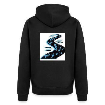 Farbspiel - Unisex Premium Bio Zip Hoodie - Schwarz - Hinten - Nico (187cm)