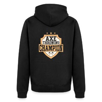 Axe Throwing Champion Hatchet Ax Thrower - Unisex Premium Bio Zip Hoodie - Schwarz - Hinten - Nico (187cm)