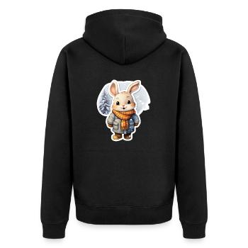 Winter Hase - Unisex Premium Bio Zip Hoodie - Schwarz - Hinten - Nico (187cm)