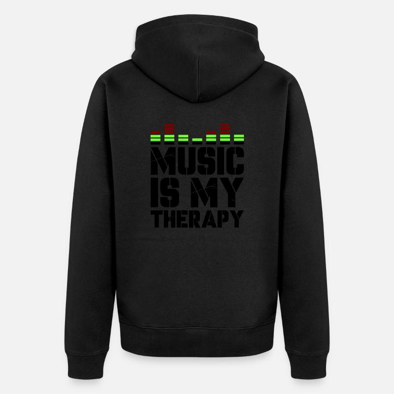 music is my therapy - Unisex Premium Bio Zip Hoodie - Schwarz