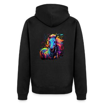 T-Shirt Cheval Chevaux Equitation Dressage Haflinger - Veste à capuche bio Premium Unisexe - noir - Dos - Nico (187cm)